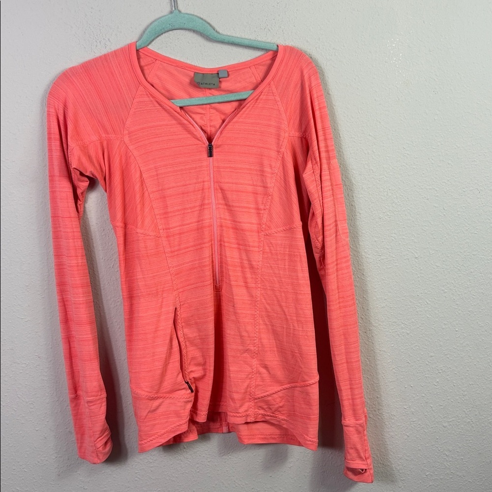 Athleta Pacifica Fitted Top Long Sleeve Bright Orange size Small